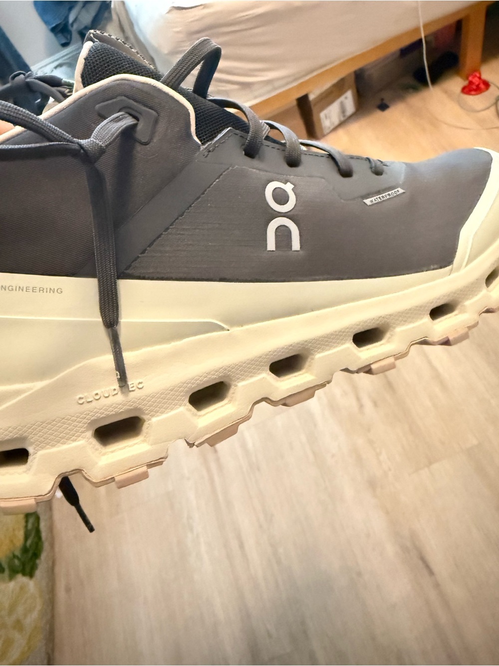 On Cloudrock Grey and Cream Trail Sneakers